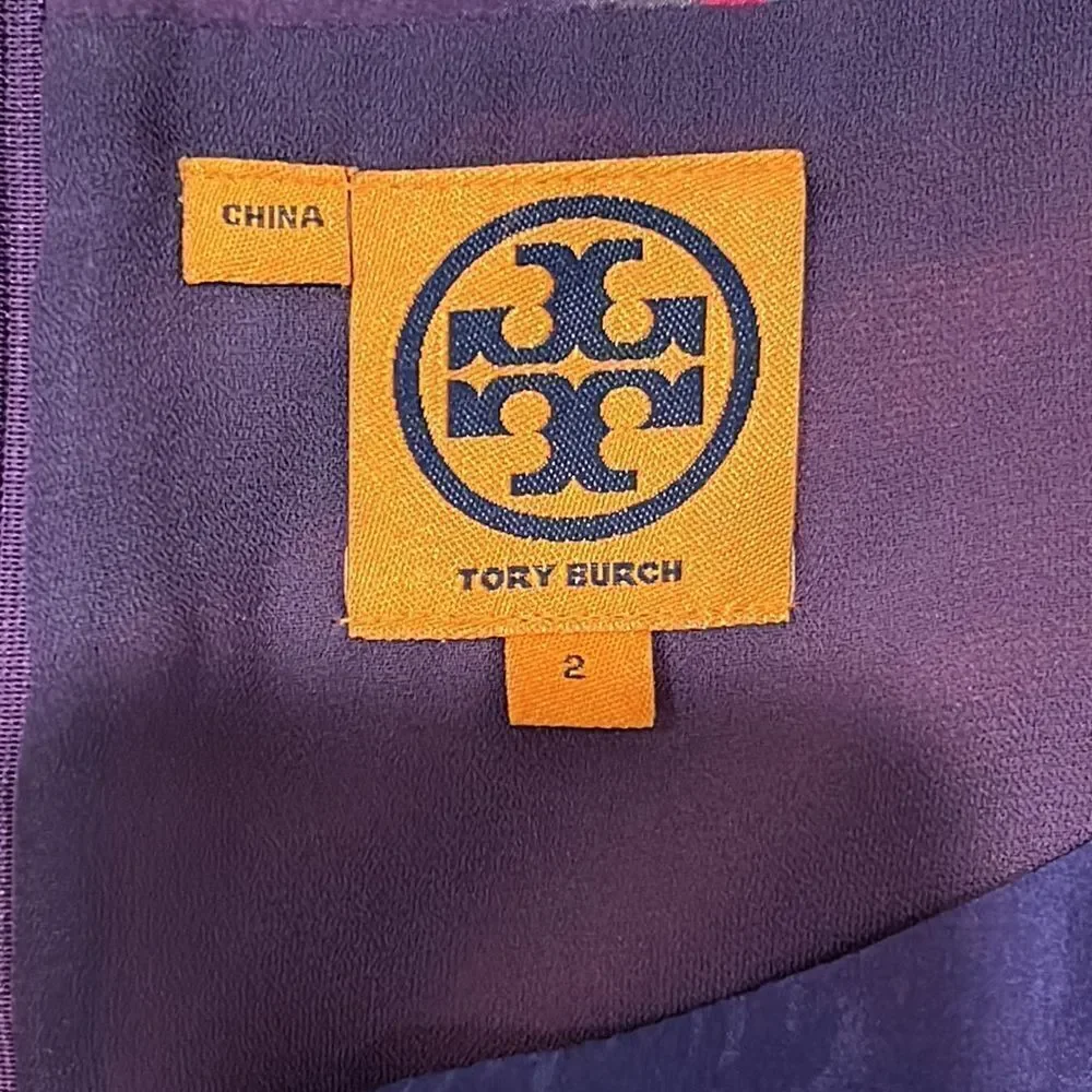 Tory Burch bright watercolors beautiful silk designer dress, fully lined.